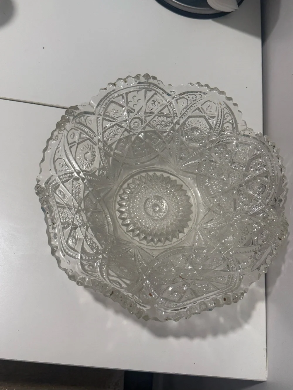 Vintage Clear Pressed Glass Serving Bowl